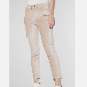 Free People Velvet Champagne Cream High Waist Cropped Skinny Pants Size 31